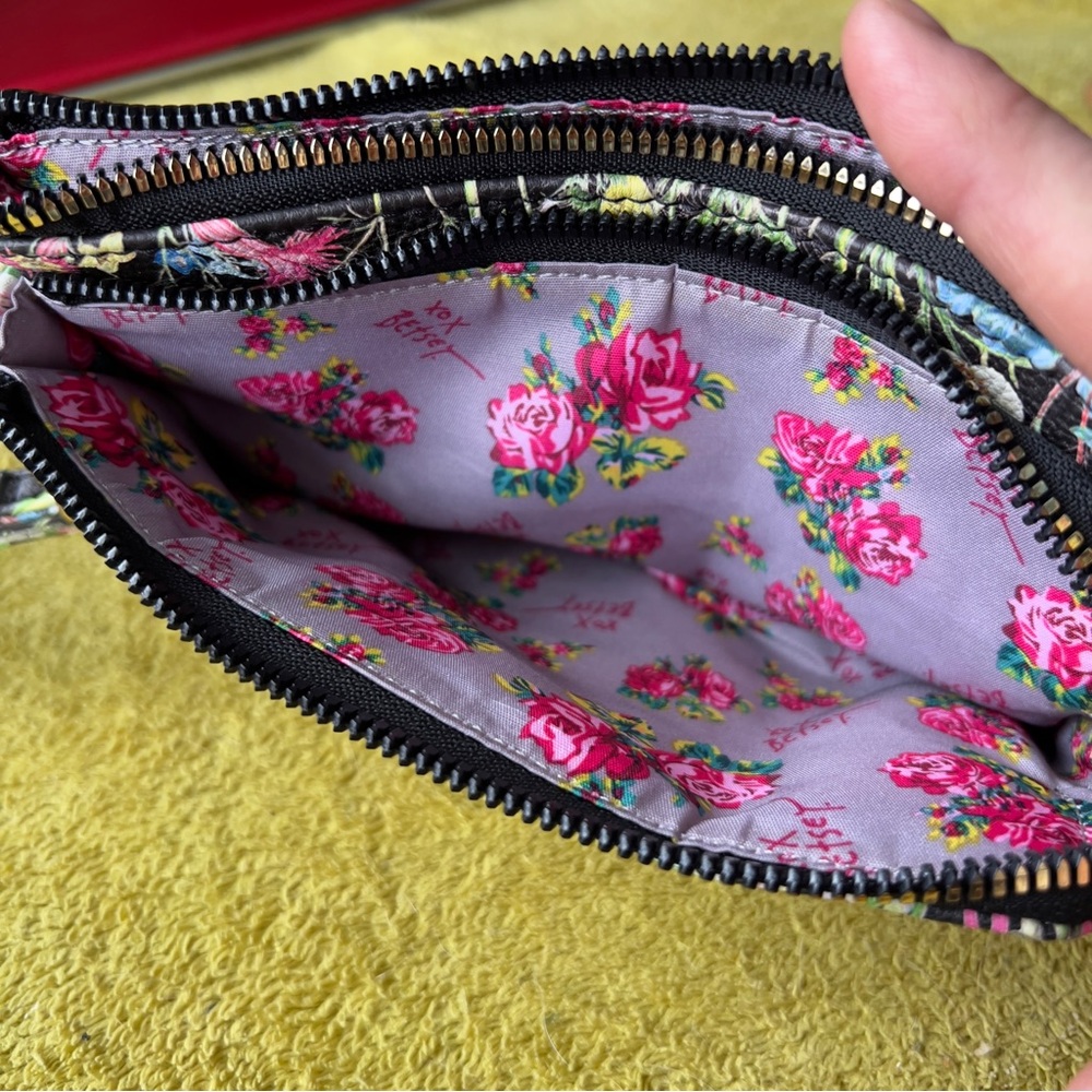 Betsey Johnson Black Floral Pouch - Picture 7 of 10